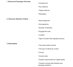 Example of a well-structured influencer brief