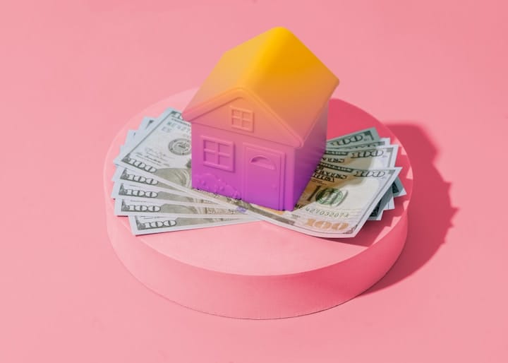 Conceptual image of a house and money