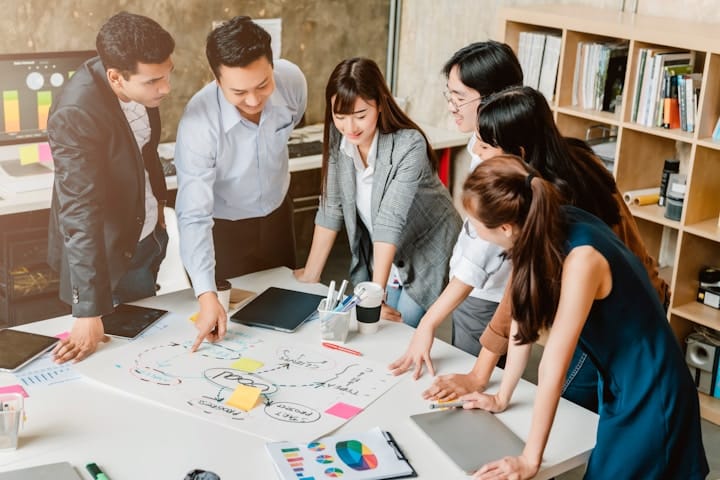 Diverse Team Brainstorming Together